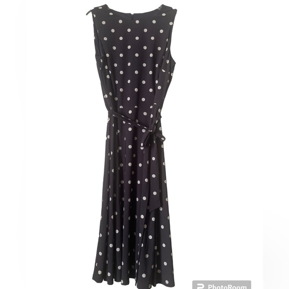 Anne Klein grey poka dot dress size L - Picture 1 of 8
